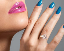 Load image into Gallery viewer, 5.00 CT LAB GROWN DIAMOND & 14K YELLOW GOLD HALF MOON SHAPE AND OVAL SOLITAIRE RING