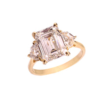 Load image into Gallery viewer, 5.00 CT LAB DIAMOND & 14K YELLOW GOLD TRAPEZOIDS SHAPE AND LAB EMERALD CUT SOLITAIRE RING
