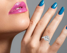 Load image into Gallery viewer, 4.00 CT LAB DIAMOND & 14K WHITE GOLD HALF MOON AND OVAL SOLITAIRE RING