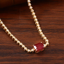 Load image into Gallery viewer, 1.55 CT DIAMOND & 14K YELLOW GOLD WITH RUBY NECKLACE
