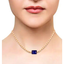 Load image into Gallery viewer, 1.55 CT DIAMOND & 14K YELLOW GOLD WITH SAPPHIRE NECKLACE