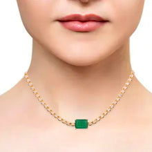 Load image into Gallery viewer, 1.55 CT DIAMOND & 14K YELLOW GOLD WITH EMERALD NECKLACE