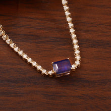 Load image into Gallery viewer, 1.55 CT DIAMOND & 14K YELLOW GOLD WITH SAPPHIRE NECKLACE