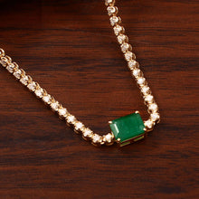 Load image into Gallery viewer, 1.55 CT DIAMOND & 14K YELLOW GOLD WITH EMERALD NECKLACE