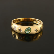 Load image into Gallery viewer, 0.35 CT DIAMOND & 0.25 CT EMERALD 14K YELLOW GOLD RING