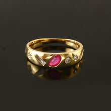 Load image into Gallery viewer, 0.45 CT DIAMOND MIX SHAPE & 0.40 CT RUBY 14K YELLOW GOLD RING