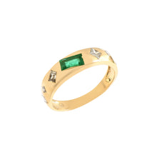 Load image into Gallery viewer, 0.55 CT MIX SHAPE DIAMOND & 0.40 CT EMERALD 14K YELLOW GOLD RING