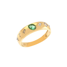 Load image into Gallery viewer, 0.35 CT DIAMOND & 0.25 CT EMERALD 14K YELLOW GOLD RING
