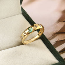 Load image into Gallery viewer, 0.35 CT DIAMOND & 0.25 CT EMERALD 14K YELLOW GOLD RING