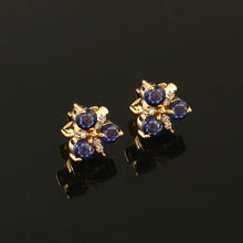 Load image into Gallery viewer, 0.07 CT DIAMOND & 1.00 CT BLUE SAPPHIRE 14K YELLOW GOLD STUDS
