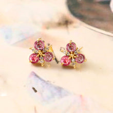 Load image into Gallery viewer, 0.07 CT DIAMOND & 0.80 CT PINK SAPPHIRE 14K YELLOW GOLD STUD