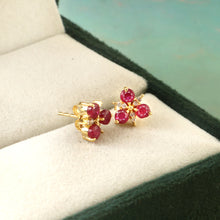 Load image into Gallery viewer, 0.07 CT DIAMOND & 1.10 CT RUBY 14K YELLOW GOLD STUD