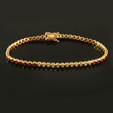 Load image into Gallery viewer, 0.35 CT DIAMOND &2.20 CT RUBY 14K YELLOW GOLD TENNIS BRACELET