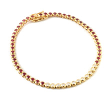 Load image into Gallery viewer, 0.35 CT DIAMOND &2.20 CT RUBY 14K YELLOW GOLD TENNIS BRACELET