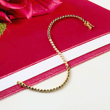 Load image into Gallery viewer, 0.35 CT DIAMOND &2.20 CT BLUE SAPPHIRE 14K YELLOW GOLD TENNIS BRACELET