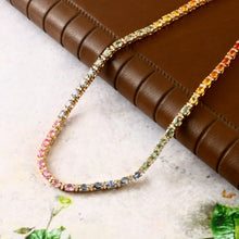 Load image into Gallery viewer, 1.15 CT DIAMOND & 12.50 CT MULTI SAPPHIRE OVAL SHAPE 14K YELLOW GOLD NECKLACE