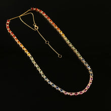 Load image into Gallery viewer, 1.15 CT DIAMOND & 12.50 CT MULTI SAPPHIRE OVAL SHAPE 14K YELLOW GOLD NECKLACE