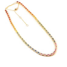 Load image into Gallery viewer, 1.15 CT DIAMOND & 12.50 CT MULTI SAPPHIRE OVAL SHAPE 14K YELLOW GOLD NECKLACE