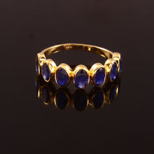 Load image into Gallery viewer, 2.20 CT BLUE SAPPHIRE OVAL BEZEL SETTING 14K YELLOW GOLD RING