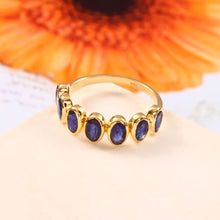 Load image into Gallery viewer, 2.20 CT BLUE SAPPHIRE OVAL BEZEL SETTING 14K YELLOW GOLD RING