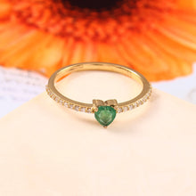 Load image into Gallery viewer, 0.15 CT DIAMOND & 0.20 CT EMERALD HEART SHAPE 14K YELLOW GOLD RING