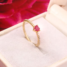 Load image into Gallery viewer, 0.15 CT DIAMOND & 0.45 CT RUBY HEART SHAPE 14K YELLOW GOLD RING