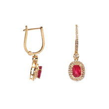 Load image into Gallery viewer, 0.70 CT DIAMOND & 1.80 CT RUBY 14K YELLOW GOLD HUGGIE EARRING