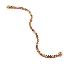 Load image into Gallery viewer, 9.00 CT MULTI SAPPHIRE PEAR SHAPE 14K YELLOW GOLD BRACELET