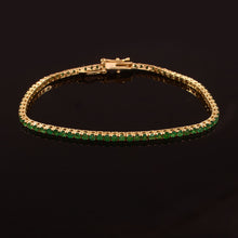 Load image into Gallery viewer, 2.50 CT EMERALD ROUND TENNIS 14K YELLOW GOLD BRACELET