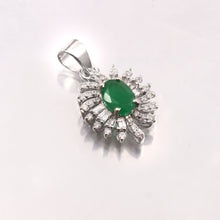 Load image into Gallery viewer, 14K WHITE GOLD, .75 CARAT EMERALD & .45 CARAT DIAMOND BAGUETTE PENDENT