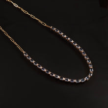 Load image into Gallery viewer, 0.43 CT DIAMOND & 13.20 CT HEATED BLUE SAPPHIRE 14K GOLD 8 INCH STONE PART 8 INCH CHAIN NECKLACE