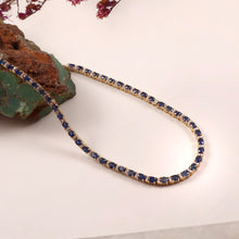 Load image into Gallery viewer, 0.73 DIAMOND & 6.10 CT HEATED BLUE SAPPHIRE 14K GOLD 8 INCH STONE PART WITH 8 INCH CHAIN