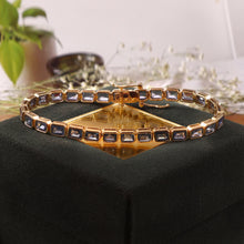 Load image into Gallery viewer, 14.40 CT HEATED BLUE SAPPHIRE BEZAL SETTING 14K GOLD BRACELET