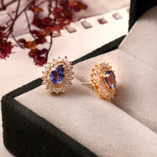 Load image into Gallery viewer, 1.15 CT DIAMOND & 2.20 CT HEATED BLUE SAPPHIRE PEAR SHAPE STUDS EARRINGS