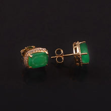 Load image into Gallery viewer, 0.25 CT DIAMOND & 2.95 CT EMERALD 14K GOLD STUDS EARRING