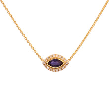 Load image into Gallery viewer, DIAMOND AND14K YELLOW GOLD & BLUE SAPPHIRE MARQUIS NECKLACE