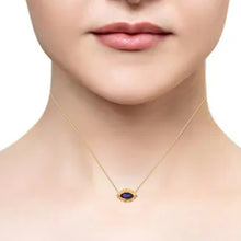 Load image into Gallery viewer, DIAMOND AND14K YELLOW GOLD & BLUE SAPPHIRE MARQUIS NECKLACE
