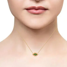 Load image into Gallery viewer, DIAMOND AND 14K YELLOW GOLD WITH EMERALD MARQUIS NECKLACE