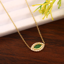 Load image into Gallery viewer, DIAMOND AND 14K YELLOW GOLD WITH EMERALD MARQUIS NECKLACE