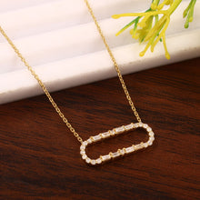 Load image into Gallery viewer, DIAMOND AND BAGUETTE OVAL SHAPE PENDANT CHAIN NECKLACE