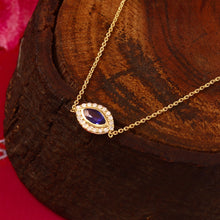 Load image into Gallery viewer, DIAMOND AND14K YELLOW GOLD & BLUE SAPPHIRE MARQUIS NECKLACE