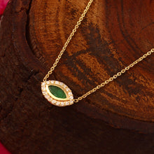 Load image into Gallery viewer, DIAMOND AND 14K YELLOW GOLD WITH EMERALD MARQUIS NECKLACE