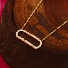 Load image into Gallery viewer, DIAMOND AND BAGUETTE OVAL SHAPE PENDANT CHAIN NECKLACE