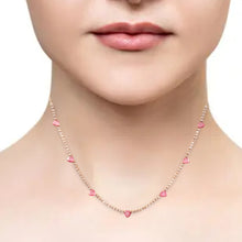 Load image into Gallery viewer, DIAMOND AND 14K ROSE GOLD PINK SAPPHIRE HEART NECKLACE