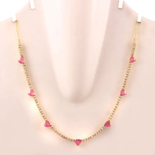 Load image into Gallery viewer, DIAMOND AND 14K YELLOW GOLD PINK SAPPHIRE HEART NECKLACE