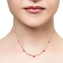 Load image into Gallery viewer, DIAMOND AND 14K YELLOW GOLD PINK SAPPHIRE HEART NECKLACE