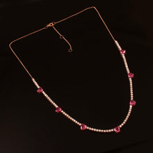 Load image into Gallery viewer, DIAMOND AND 14K ROSE GOLD PINK SAPPHIRE HEART NECKLACE