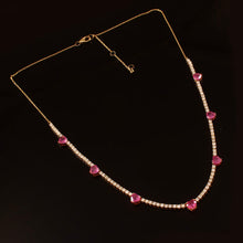 Load image into Gallery viewer, DIAMOND AND 14K YELLOW GOLD PINK SAPPHIRE HEART NECKLACE