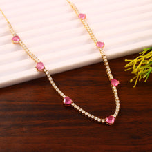 Load image into Gallery viewer, DIAMOND AND 14K YELLOW GOLD PINK SAPPHIRE HEART NECKLACE