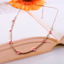 Load image into Gallery viewer, DIAMOND AND 14K ROSE GOLD PINK SAPPHIRE HEART NECKLACE